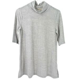 Ann Taylor LOFT Gray Mock Neck Short Sleeve Knit Shirt Womens XS
